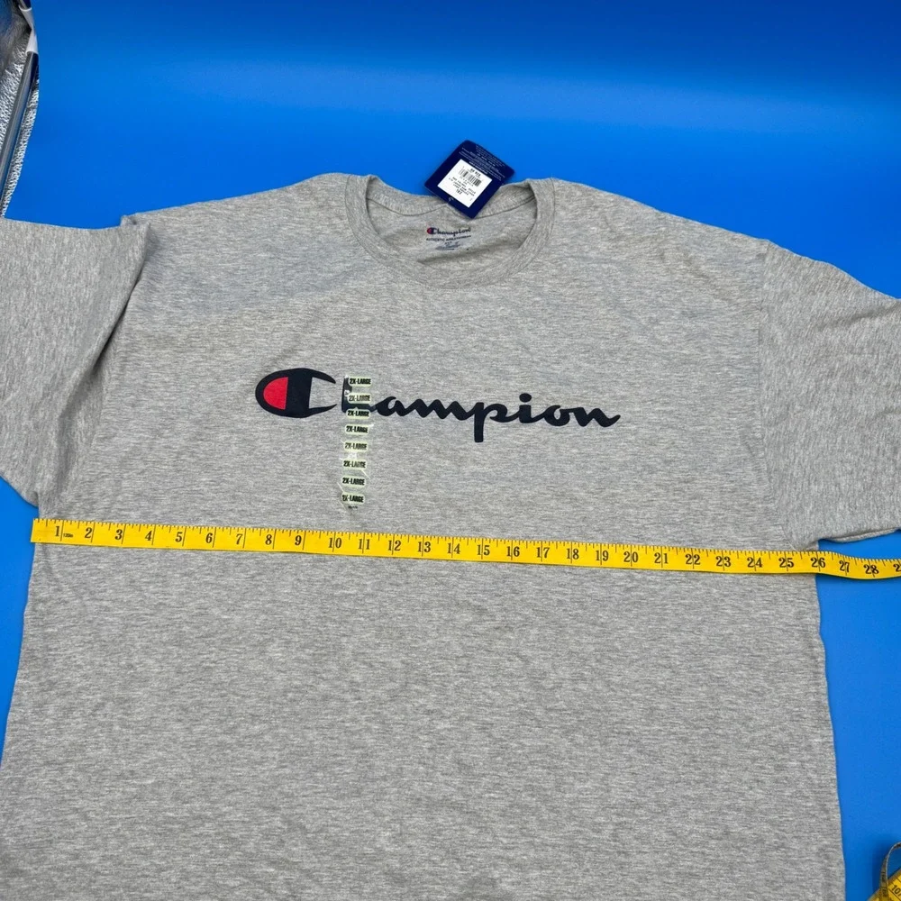 Champion Men's Gray Classic Logo T Shirt Short Sleeve Crew‎ Neck XXL - Picture 5 of 5